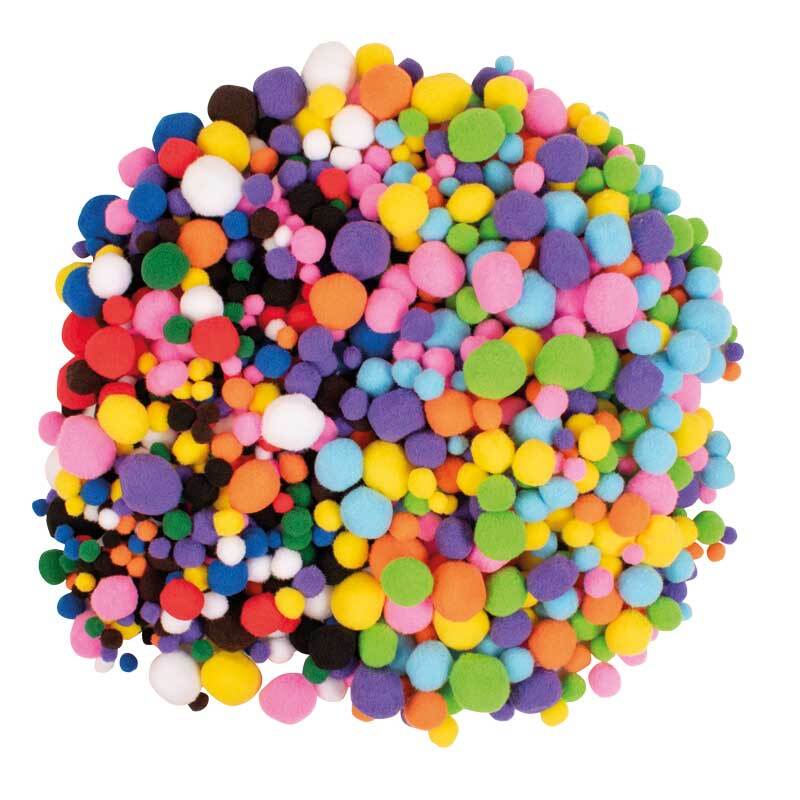 Pompons - 500 gr, neon-basic mix