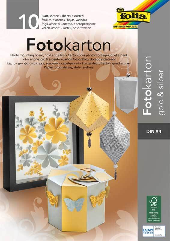 Fotokartonblock - A4, 10 Blatt, gold und silber