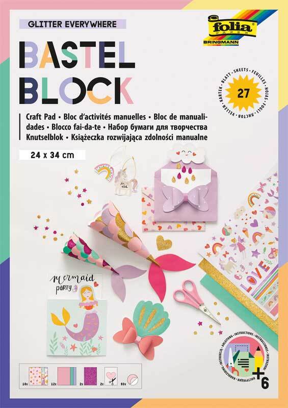 Bastelblock - 24 x 34 cm, 27 Blatt, Glitter everyw